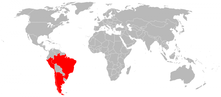 South America countries visited map