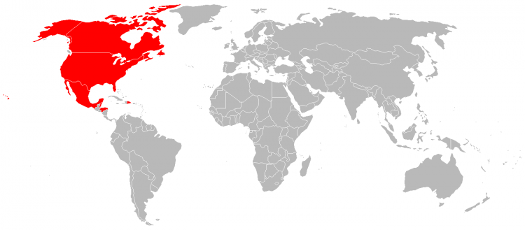 North America countries visited map